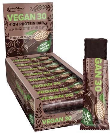 Ironmaxx vegan 30 protein bar - chocolate flavor 24 x 35g |Vegan high protein protein protein bar sugar arm soybreis and palm oil -free chocolate 24 pieces (1 -pack)