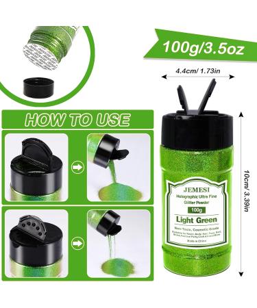 Buy Jemesi Green Holographic Glitter Powder - 100g for Epoxy Resin Nail Art & Body Decoration | International Shipping - Buy Online on GoSupps.com