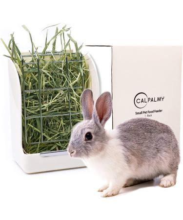 CalPalmy Hay Feeder for Rabbits, Guinea Pigs, Chinchillas - Reduce Waste with Hanging Alfalfa/Timothy Dispenser - White - Buy Online on GoSupps.com