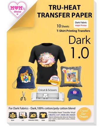 TransOurDream Tru-Iron on Heat Transfer Paper for Dark Fabric (10 Sheets  8.5x11) T Shirt Transfers Paper for Inkjet Printer Printable Heat Transfer Vinyl for T-Shirts (TOD-8) - Buy Online on GoSupps.com