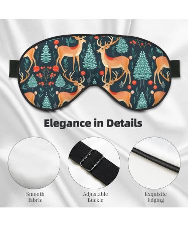 Christmas Tree Elk Print Unisex Sleep Eye Mask - Soft Comfort Eye Shade for Travel Yoga & Shift Work - Buy Online on GoSupps.com