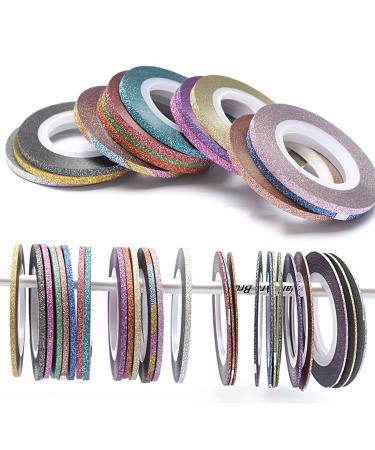 Matte Nail Art Striping Tape Lines 36pcs Nail Tape Stickers Stripe Decals Glitter Nail Adhesive Nail Decoration Set Gold Silver - Buy Online on GoSupps.com