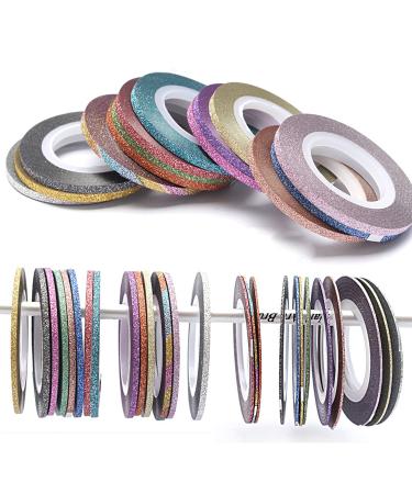 Matte Nail Art Striping Tape Lines 36pcs Nail Tape Stickers Stripe Decals Glitter Nail Adhesive Nail Decoration Set Gold Silver