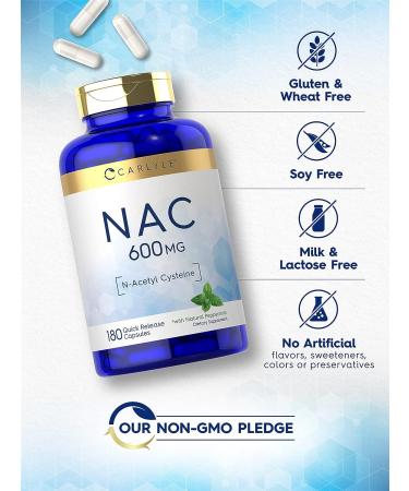 Carlyle NAC N-Acetyl Cysteine 600mg | 180 Capsules with Peppermint | Non-GMO Gluten Free Supplement - Buy Online on GoSupps.com