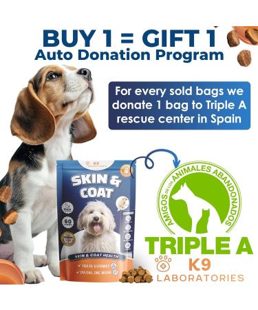 K9 Laboratories Skin & Coat Chews - Dog Supplement - For Healthy Skin and Shiny Coat - Reduces Itching Shedding and Skin Irritation - 100% Natural - - Buy Online on GoSupps.com