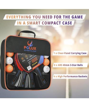 High Performance Ping Pong Paddles Set - 4 Rackets, 8 Balls, and Carrying Case for Indoor/Outdoor Tournaments - Buy Online on GoSupps.com