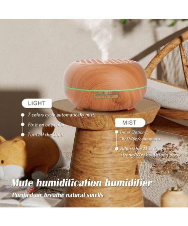 Simpeak 550ml Aroma Diffuser - Wood Essential Oil Ultrasonic Humidifier with Remote Control | Aromatherapy & Scents - Light Brown - Buy Online on GoSupps.com