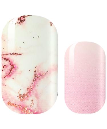 Avoa Beauty nail film - "Rose Quartz" pink pink white gold ombre color gradient marble nail art design 16 thin self -adhesive long -lasting nail wraps