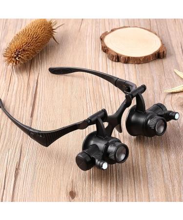 LED Double Eye Jeweler Watch Repair Magnifying Jewelers Loupe Magnifying Glasses with 4 Interchangeable Lens 10X/15X/ 20X/25X Head Magnifier Glasses for Close Work Electronics Jewelry Repair - Buy Online on GoSupps.com
