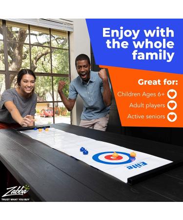 Elite Sportz Equipment Curling Game - Tabletop Family Fun Set with 4 Ft x 1 Ft Mat - Includes Bonus Travel Bag - Ages 6 & Up - Buy Online on GoSupps.com