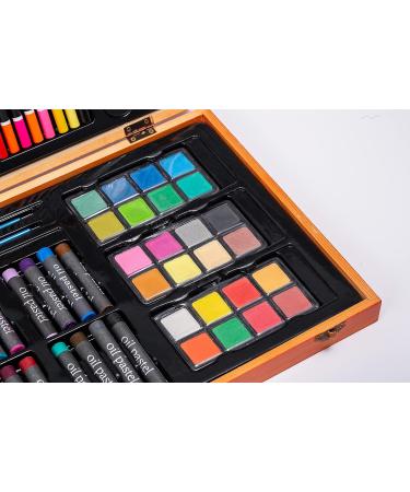 MAHITOI 82-Piece Deluxe Artist Studio Creativity Set - Painting Sketching Drawing Kit with 24 Watercolor Paints, 24 Oil Pastels, 24 Colored Pencils, 2 Brushes - Wood Box Case, Starter Kit - Buy Online on GoSupps.com