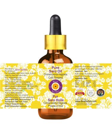 d ve herbes Saro Oil (Cinnamosma fragrans) with Glass Dropper | Cold Pressed | Pure | Natural | for Diluting Essential Oils | for Skin & Massage | Non-Sticky| Lightweight| Unisex | 5ml (0.16 oz) - Buy Online on GoSupps.com