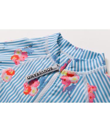 Bonverano Baby Girls Swimsuit UPF 50+ with Sun Cap, Blue Flowers, 2-3 Years - Buy Online on GoSupps.com