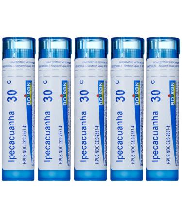 Boiron Ipecacuanha 30C 5-Pack of 80 Pellet Tubes Homeopathic Medicine for Nausea