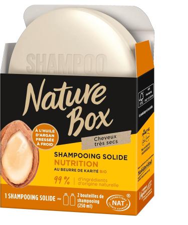 Nature Box - Solid Nutrition Shampoo - With Cold Pressed Argan Oil - With Organic Shea Butter - Very Dry Hair - 99% Ingredients of Natural Origin - 85g Soap - Buy Online on GoSupps.com