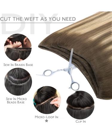 40cm 80g Balayage Chocolate Brown to Caramel Blonde Real Hair Extensions | Sew In Tresses Weft - Premium Quality - Buy Online on GoSupps.com
