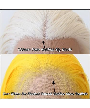 Yellow Synthetic Lace Front Wig for Black Women - Long Straight Heat Resistant Fiber Hair with Baby Hair - Ideal for Cosplay and Daily Wear - Buy Online on GoSupps.com