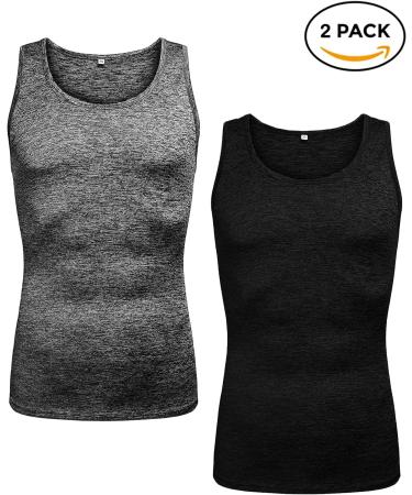 Babioboa Men's 2 Pack Workout Tank Tops - Black/Black1 (Slim Fit) Large - Buy Online on GoSupps.com