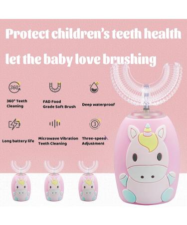 TUTULOO Kids Electric U-Shaped Toothbrush with Smart Timer and Light, Age 2-6 - Unicorn Pink - Buy Online on GoSupps.com