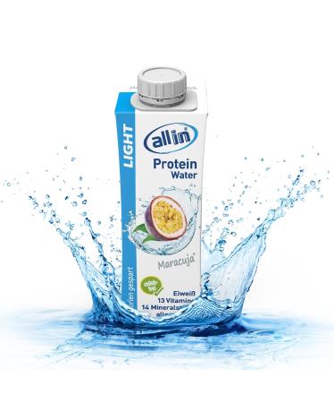 All in Light Protein Water Maracuja 14x250ml - Low Carb Fat-Free Drink for Post Workout & Weight Loss - Buy Online on GoSupps.com