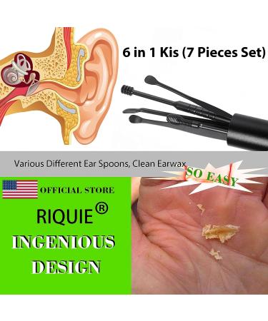 6 Pcs Portable Stainless Steel Earwax Removal Kit with 360 Massage Ear Pick - Black Keychain Ear Spoon in Sealed Storage Box - Spiral Ear Curette Included - Buy Online on GoSupps.com