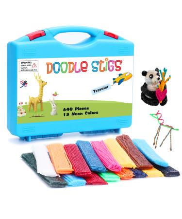 (640 Pieces and 1 Travel Case) Wax Yarn Sticks | 6-Inch 13 Neon Colors Doodle Stigs for Kids - DIY Crafts and School Project Supplies.Great Toy for Home and Road Trip Activities for Kids Travel Pack - Buy Online on GoSupps.com