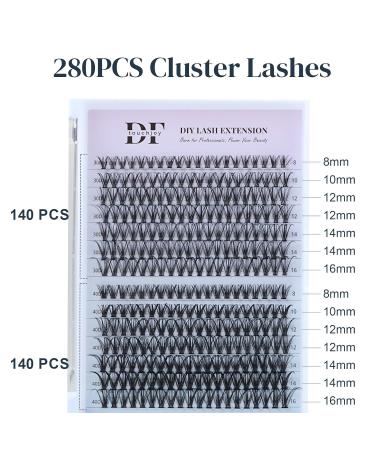 Lash Extension Kit 280Pcs | Mixed 8-16mm Eyelashes with Bond Seal & Applicator | I Slay 30D 40D | Natural Lash Clusters for Stunning Volume - Buy Online on GoSupps.com