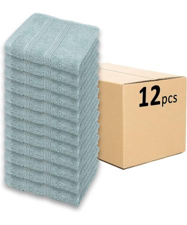 Kaufman Premium Washcloth Set of 12 - 100% Cotton, 13x13 Inches, Highly Absorbent and Ultra Soft - Aqua 12 Pack for Bathroom, Spa, Gym & Face Towel - Buy Online on GoSupps.com