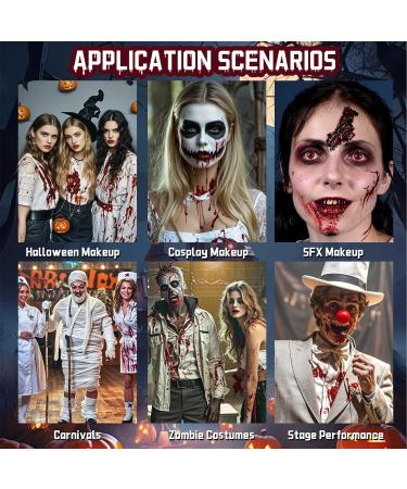 Demonic Special Effects Halloween Makeup Kit - 6 Color Bruise Palette Scar Wax Fake Blood Spray & Sponges for Cosplay - Buy Online on GoSupps.com