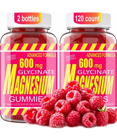Magnesium Glycinate 400mg Gummies Complex with L-Threonate Ashwagandha Vitamin D & B6 CoQ10 Potassium Calcium Stress Relief Sleep Gummies for Women & Men 120 CT for 4 Months Supply