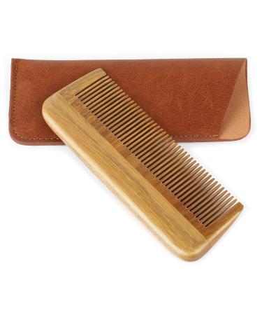 Onedor Handmade 100% Natural Green Sandalwood Hair Combs - Anti-Static Sandalwood Scent Natural Hair Detangler Wooden 2 in 1 Comb (short)