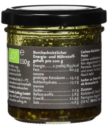  lm hle Solling Organic Cashew-Pumpkin Seed Pesto in a Jar - 110g | International Shipping Available - Buy Online on GoSupps.com
