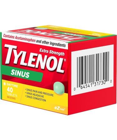 TYLENOL Extra Strength Sinus eZ Tabs Relieves Sinus congestion and other sinus Symptoms Daytime 40ct - Buy Online on GoSupps.com
