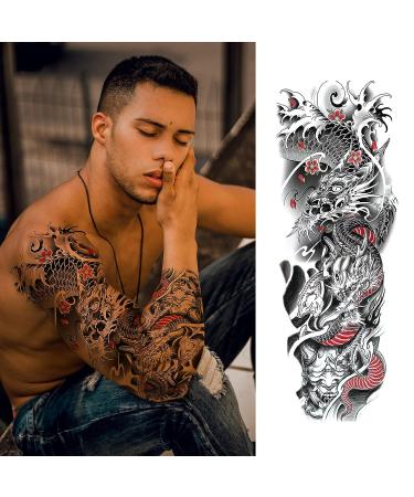 PUNKTUM Temporary Tattoos for Men and Teens - 12 Sheets of Realistic Full Arm Sleeve Tattoos for Halloween - Waterproof and Long Lasting - L19xW7 - Man-12 - Buy Online on GoSupps.com