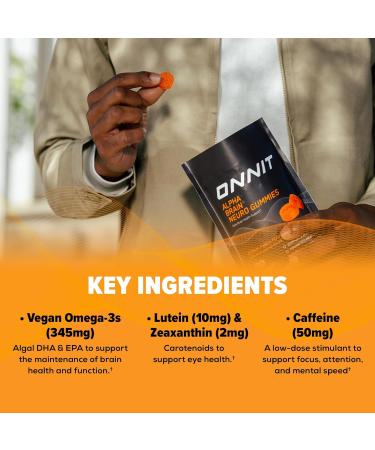 ONNIT Alpha Brain Neuro Focus Gummies IGEN Non-GMO Tested Vegan Gummies with Omega-3s Lutein Zeaxanthin and Caffeine Brain Eye and Focus Supplement for Men and Women Citrus Punch 90 Count - Buy Online on GoSupps.com