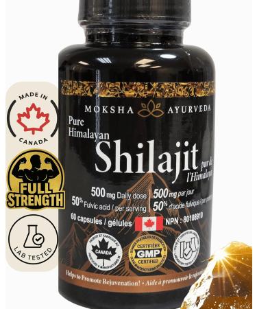 Natural Testosterone Support Energy Detox Vitality Full Strength Shilajit Ultra Gold + 60 Lab Tested Purified Capsules |The Clean Resin Upgrade|Himalayan 500mg 50% Fulvic Acid Moksha Ayurveda - Buy Online on GoSupps.com