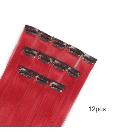 12 Piece Colored Hair Extensions - 21 Inch Clip-In Highlights for Kids & Women | Smooth Long Strands in Red & Vibrant Shades - Buy Online on GoSupps.com