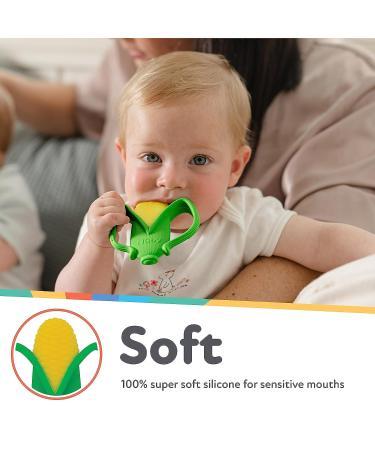 Nuby Veggie Teether for Teething Relief - BPA-Free Baby Teething Toy - 3+ Months - Corn Shape - Buy Online on GoSupps.com