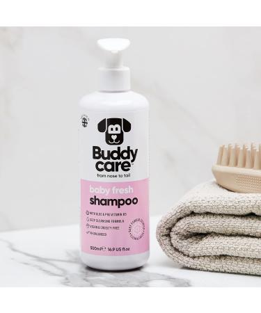 BuddyCare Baby Fresh Dog Shampoo - 3 x 500ml | Puppy Shampoo with Aloe Vera & Provitamin B5 for Dogs 8 Weeks & Older - Fragrant Baby Powder Formula - Buy Online on GoSupps.com