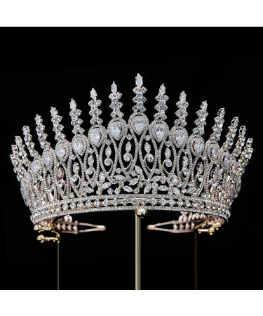 Rose Gold Tall Wedding Tiara with 5A Cubic Zirconia - Bridal Headband for Bride Party - Crystal Princess Crown for Women - Buy Online on GoSupps.com