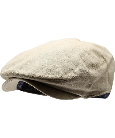 Men's Linen Flat Ivy Gatsby Summer Newsboy Hat - Khaki (L-XL) - Buy Online on GoSupps.com