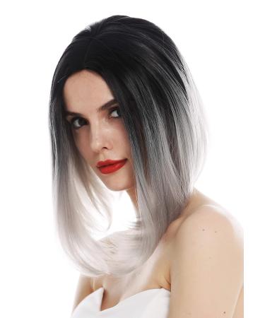 WIG ME UP TYS-896-1BTT-T0906 Women's Long Bob Ombre Wig - Black Grey Clavi-Cut Shoulder Length Hairstyle - Buy Online on GoSupps.com