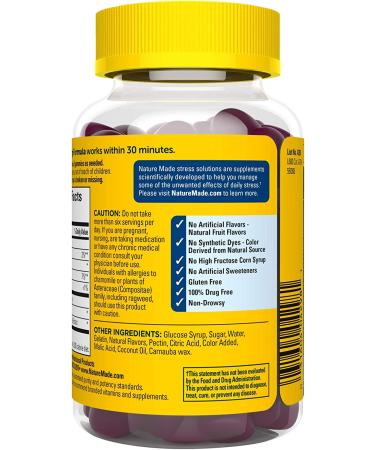 Nature Made Stress Relief Gummies with L-Theanine and Chamomile - 40 Count, Non-Drowsy, Drug Free, Mixed Berry Flavor - Buy Online on GoSupps.com