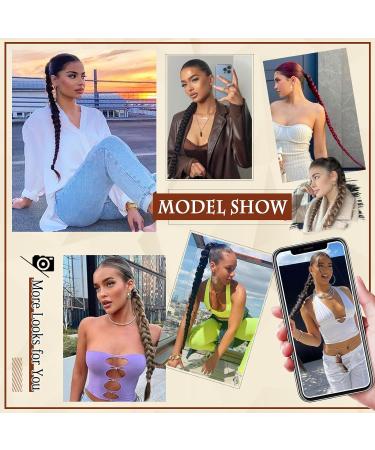 Sofeiyan Long Braid Ponytail Extension with Hair Tie Straight Sleek Wrap Around Hair Extensions Braid Pony Tail Fluffy Natural Soft Synthetic Hairpieces for Women Daily Wear 30 inch-Brown with Blonde 30 Inch (Pack of 1) Chocolate Brown with Blonde - Buy Online on GoSupps.com