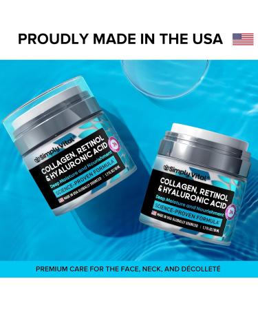 Lot de 2 hydratants anti- ge pour le visage avec r tinol collag ne et acide hyaluronique Fabriqu aux tats-Unis Cr me hydratante pour le visage pour homme et femme Cr me raffermissante et - Buy Online on GoSupps.com