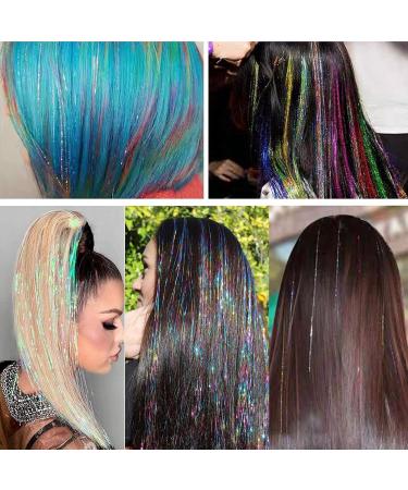 12 Colors Lametta Hair Extensions Set - 1440 Strands Glittery Hair Sparkle for Girls Women & Kids | Multi-Colored Party Hair Accessories - Buy Online on GoSupps.com