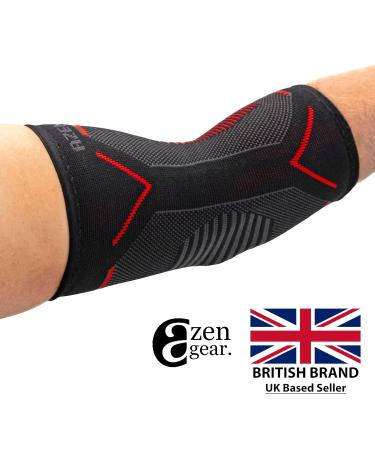 Zengear Elbow Compression Sleeve (Black w/Red) - Pair for Men & Women | Joint Pain Relief Support Brace for Tendonitis, Arthritis, Golf, Tennis, Weightlifting - Size M - Buy Online on GoSupps.com