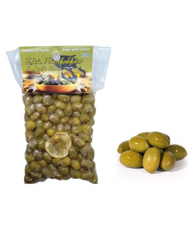 Greek Green Olives with Lemon | 1kg Vacuum-Sealed | Traditional Chalkidiki Variety |Key in The Mediterranean Diet | Loaded with Important Nutrients and Antioxidants| No Preservatives