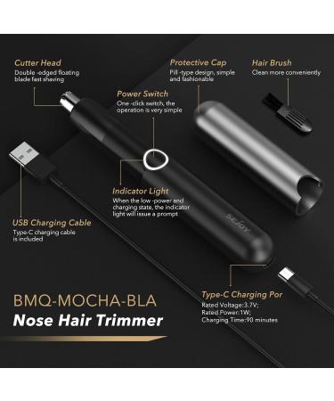 Sejoy Nose Ear Hair Trimmer - Professional IPX7 Waterproof Wet/Dry USB Rechargeable Cordless Trimmer with 360 Stainless Steel Blades - Safe, Painless, and Mute Motor - Black Upgrade - Buy Online on GoSupps.com