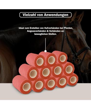 Buy Nilo Self-Adhesive Bandages - 24 Rolls 5cm x 4.5m | Breathable & Elastic Self-Adhering Bandage for Animals & Humans - Red - Buy Online on GoSupps.com